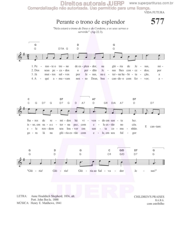 Partitura da música Perante O Trono De Esplendor - 577 HCC