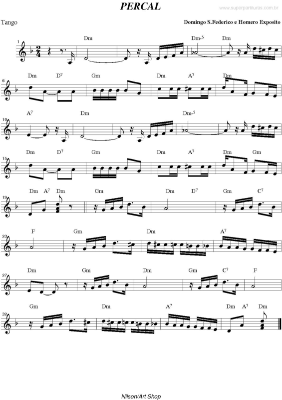 Partitura da música Percal