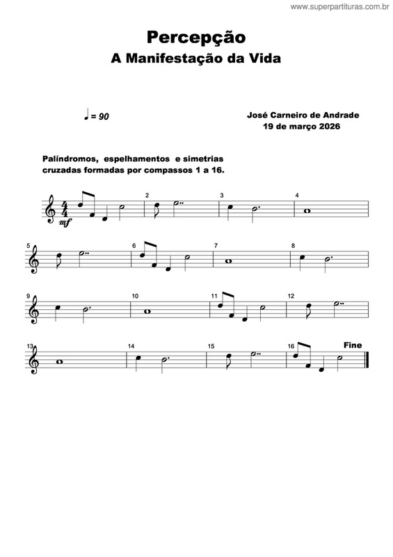 Partitura da música Percepção