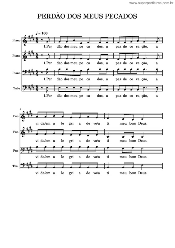 Partitura da música Perdão Dos Meus Pecados