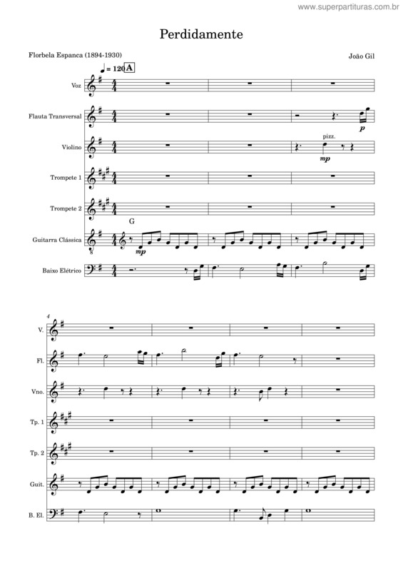Partitura da música Perdidamente – João Donato E Gilberto Gil Perdidamente