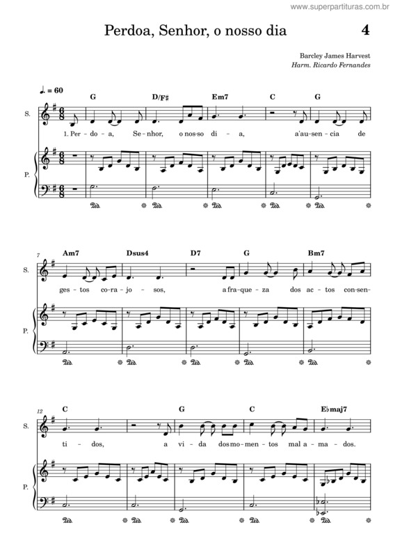 Partitura da música Perdoa Senhor O Nosso Dia