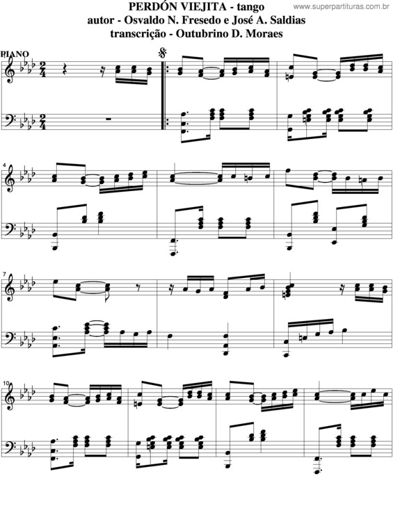 Partitura da música Perdon Viejita