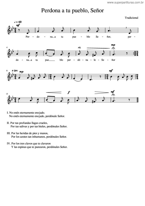 Partitura da música Perdona A Tu Pueblo, Señor