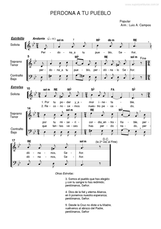 Partitura da música Perdona a Tu Pueblo