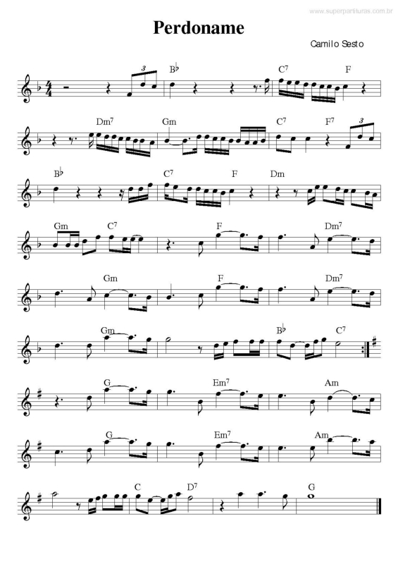 Partitura da música Perdoname