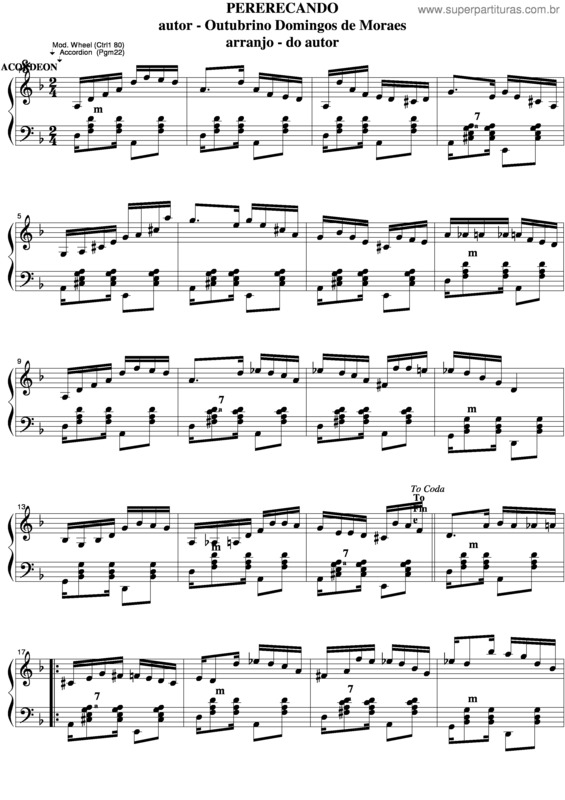 Partitura da música Pererecando v.4