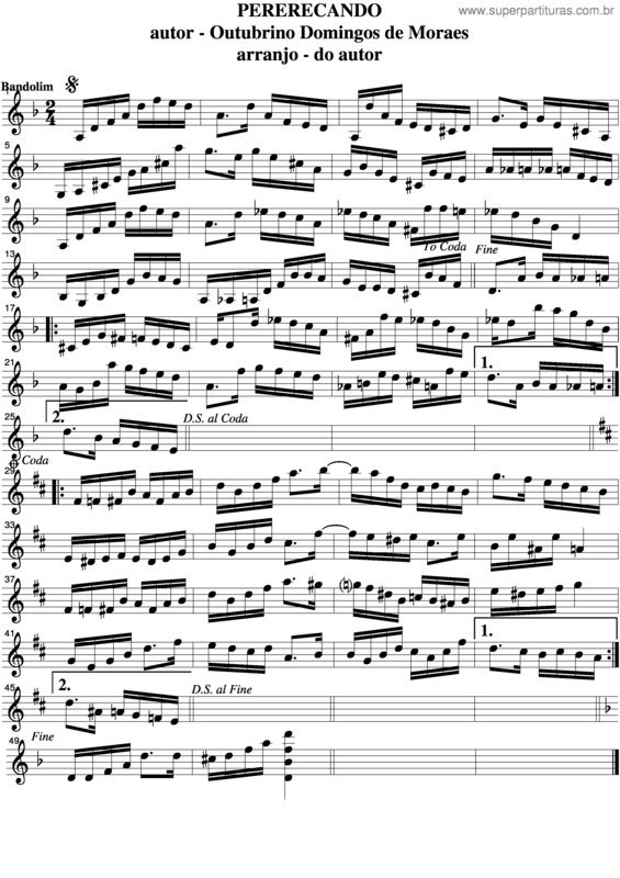 Partitura da música Pererecando