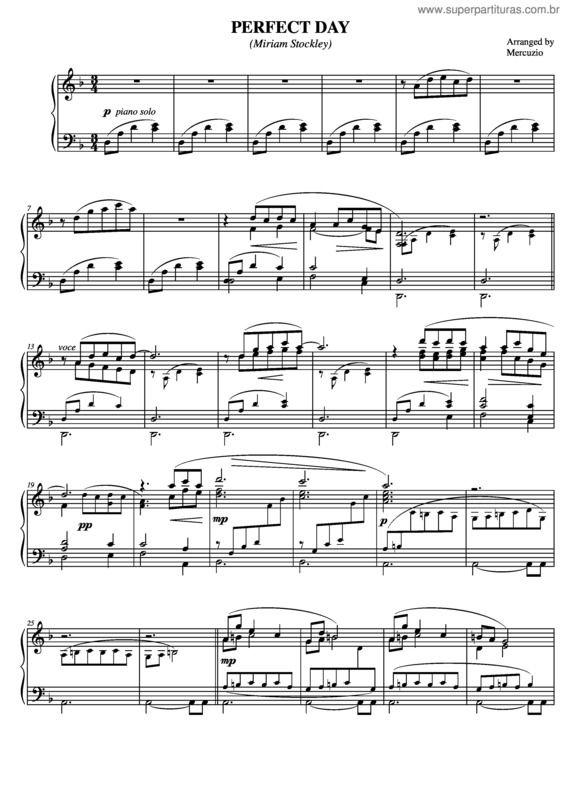 Partitura da música Perfect Day