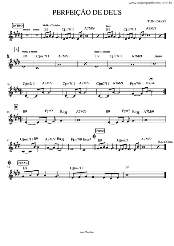 Partitura da música Perfeição De Deus