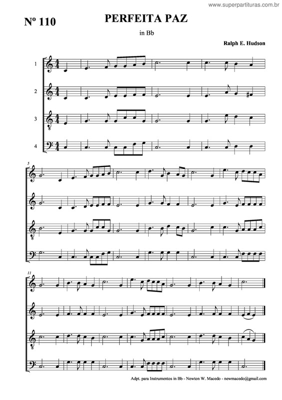 Partitura da música Perfeita Paz v.2