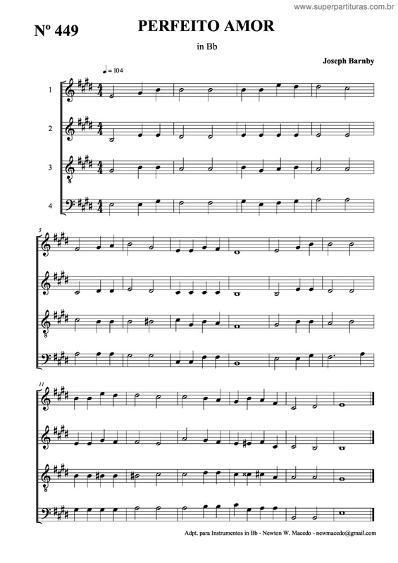 Partitura da música Perfeito Amor v.4