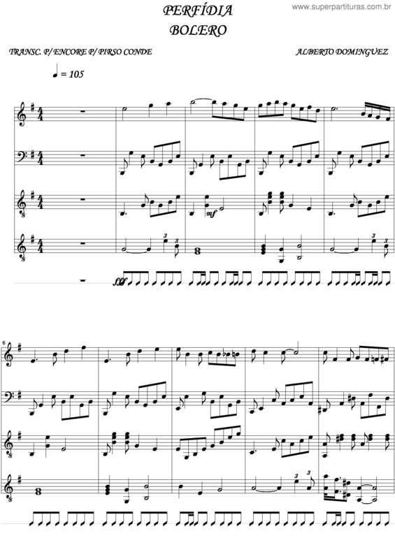 Partitura da música Perfidia v.2