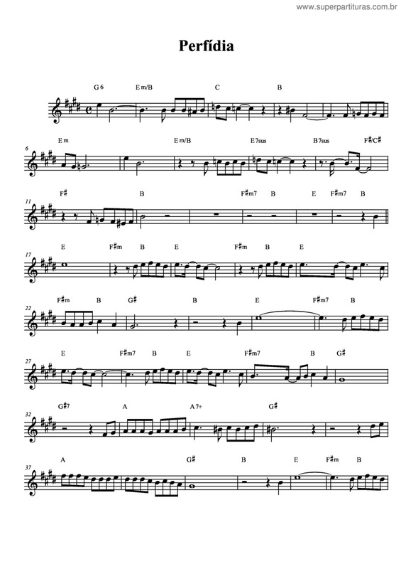 Partitura da música Perfídia v.4