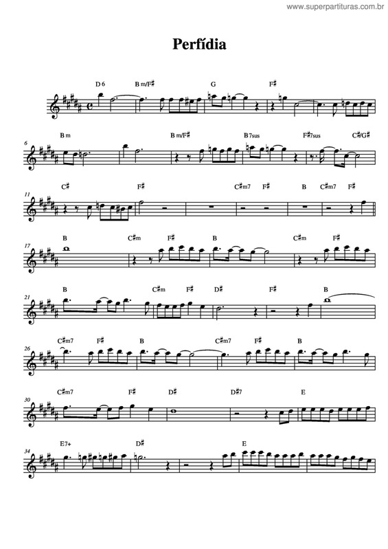 Partitura da música Perfídia v.5