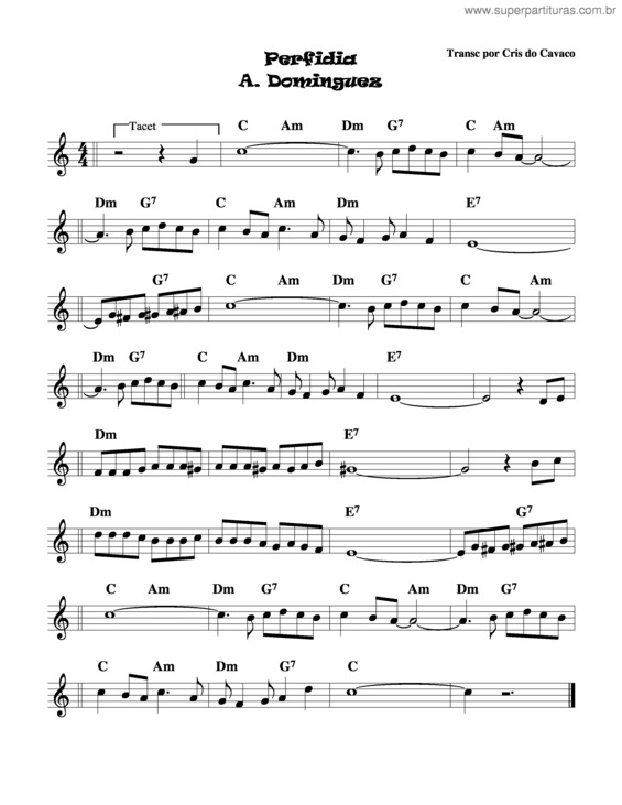 Partitura da música Perfidia