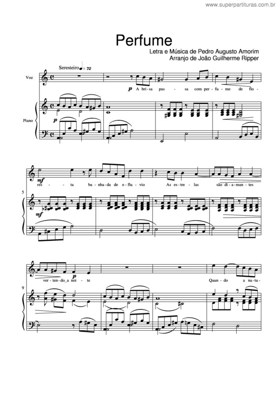 Partitura da música Perfume