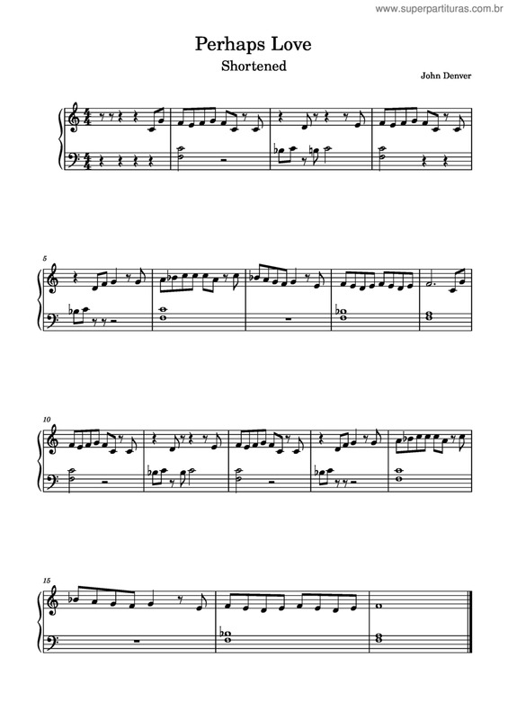 Partitura da música Perhaps Love - Shortened