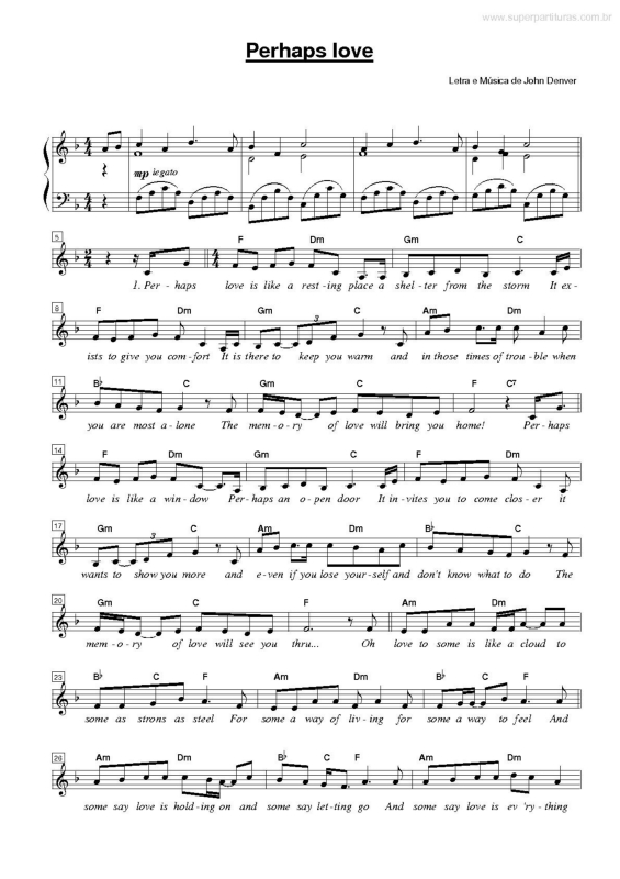 Partitura da música Perhaps Love v.3