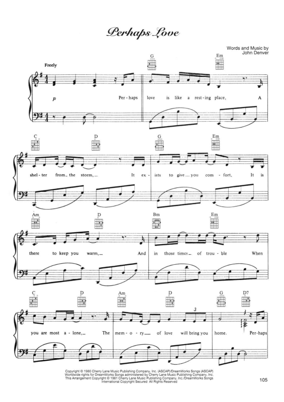 Partitura da música Perhaps Love v.4