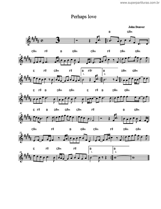 Partitura da música Perhaps Love v.5