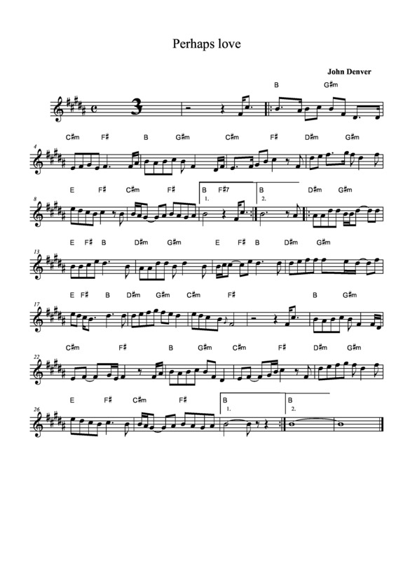 Partitura da música Perhaps Love v.7