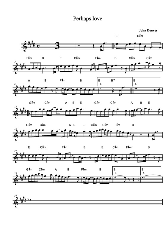 Partitura da música Perhaps Love v.8