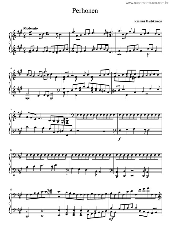 Partitura da música Perhonen