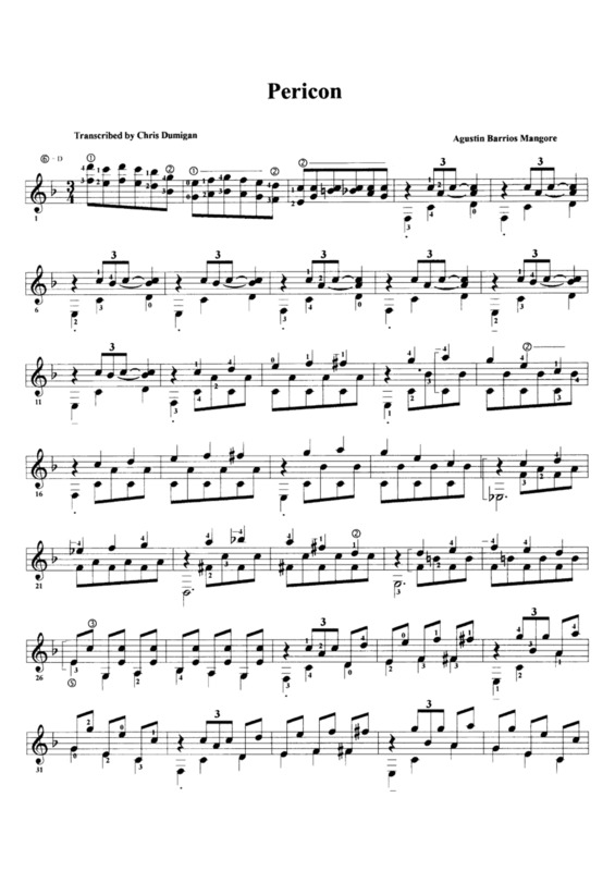 Partitura da música Pericon