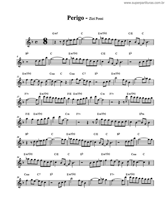 Partitura da música Perigo