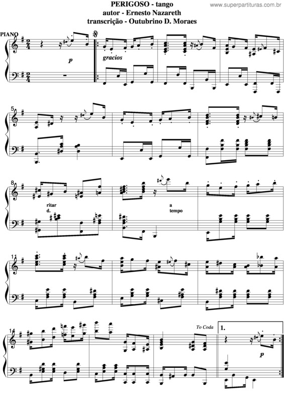 Partitura da música Perigoso v.2