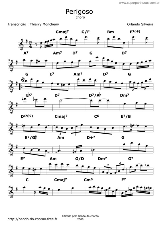 Partitura da música Perigoso