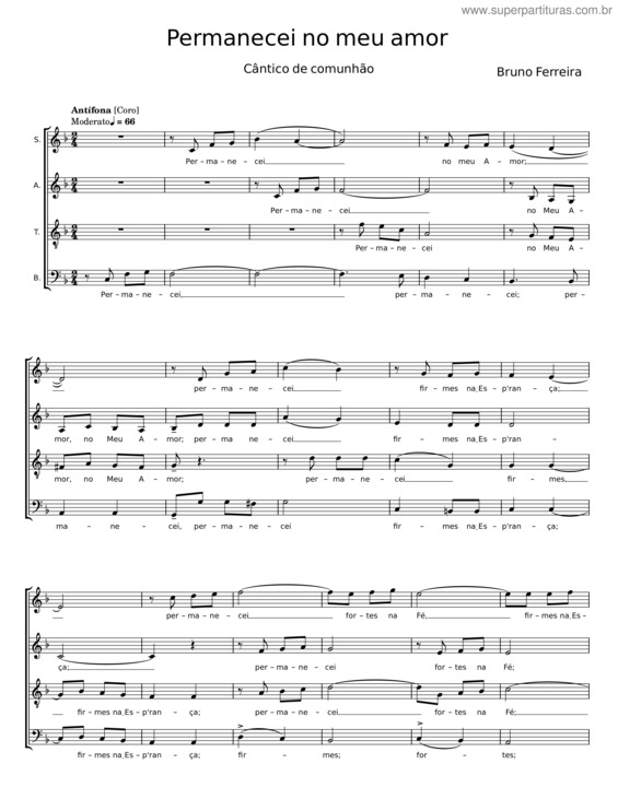 Partitura da música Permanecei No Meu Amor