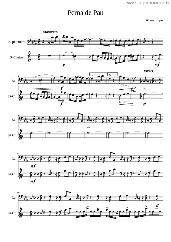 Partitura da música Perna de pau