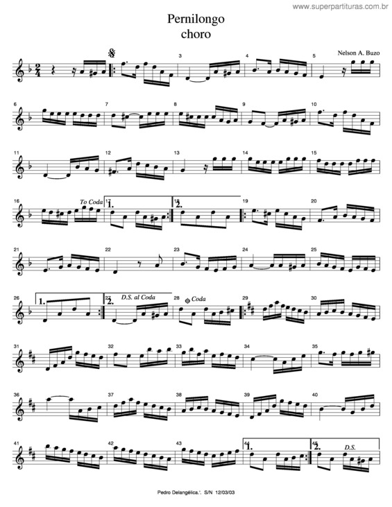 Partitura da música Pernilongo