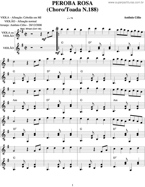 Partitura da música Peroba Rosa