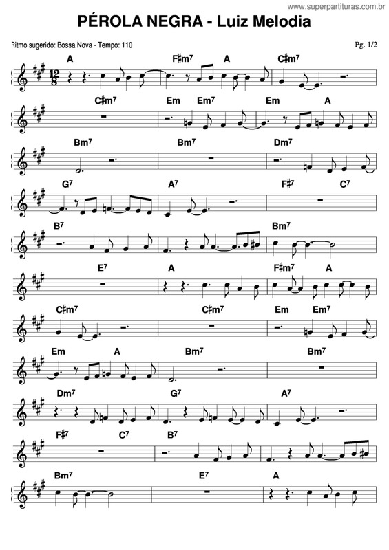 Partitura da música Pérola Negra v.2