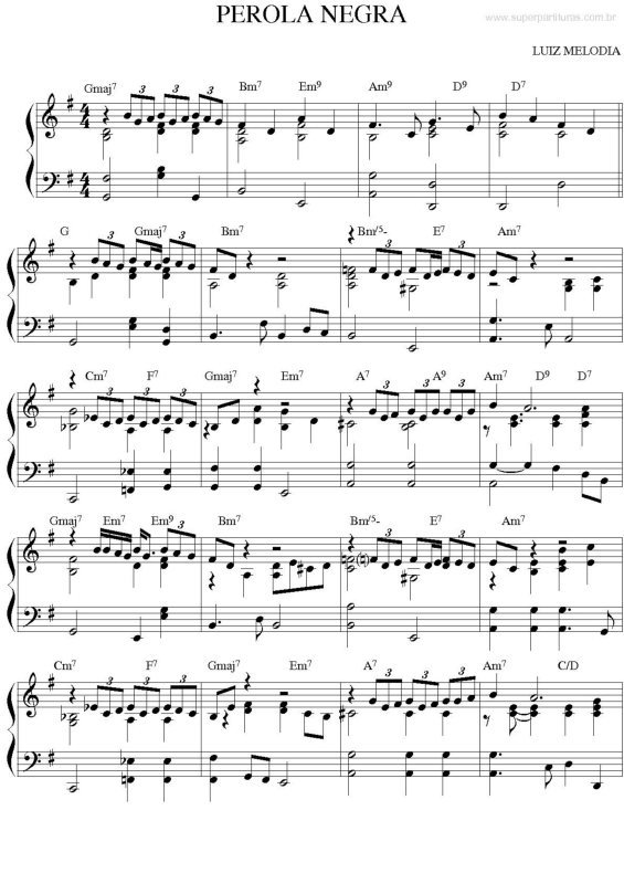 Partitura da música Perola Negra