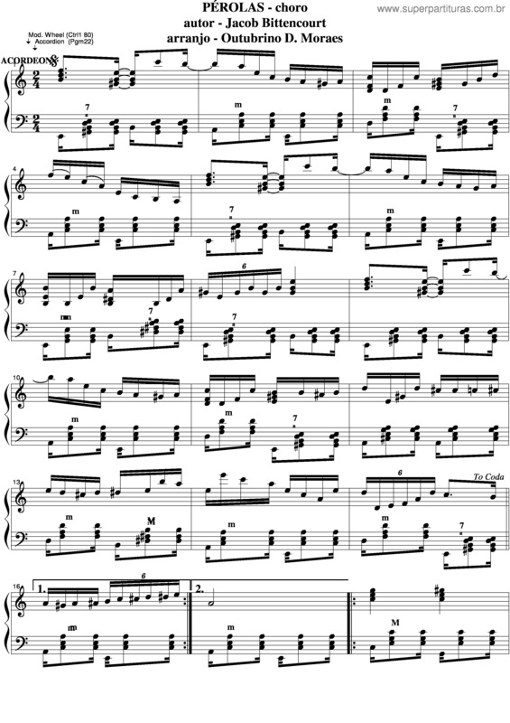 Partitura da música Pérolas v.8