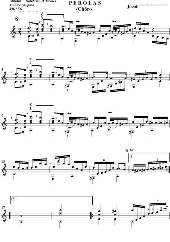 Partitura da música Pérolas