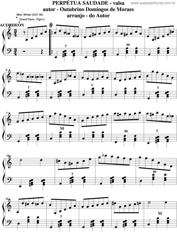 Partitura da música Perpétua Saudade v.2