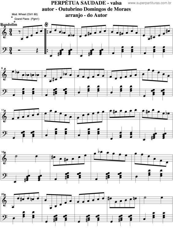 Partitura da música Perpétua Saudade v.4