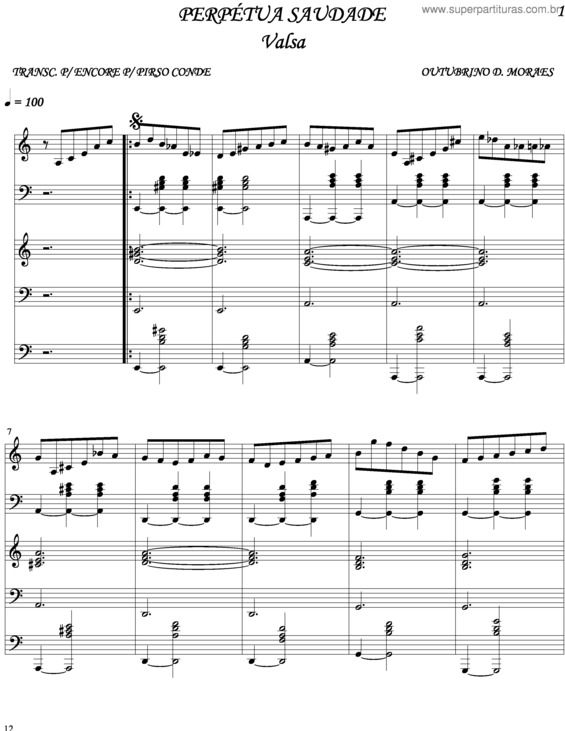 Partitura da música Perpétua Saudade