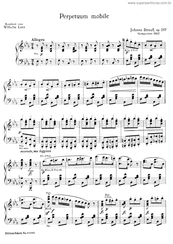 Partitura da música Perpetuum Mobile