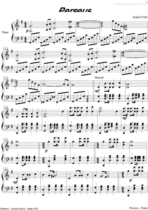 Partitura da música Perseus