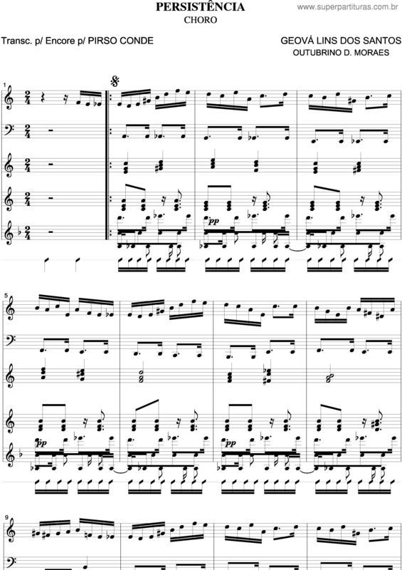 Partitura da música Persistência v.2