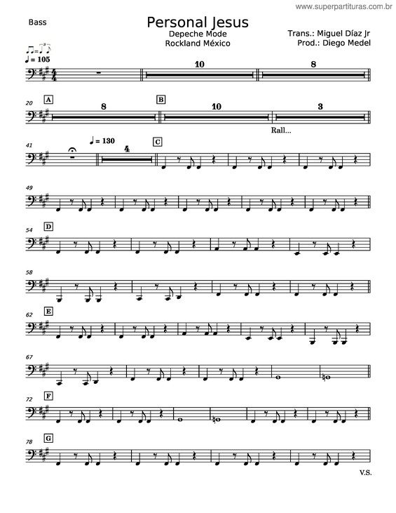Partitura da música Personal Jesus – Depeche Mode