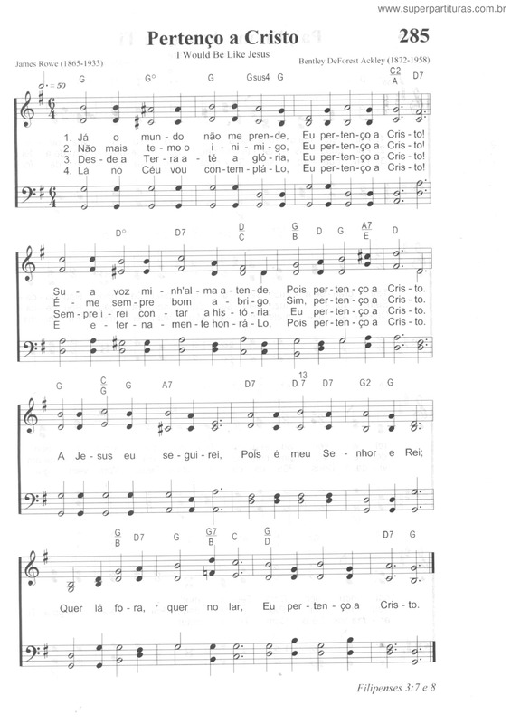 Partitura da música Pertenço A Cristo