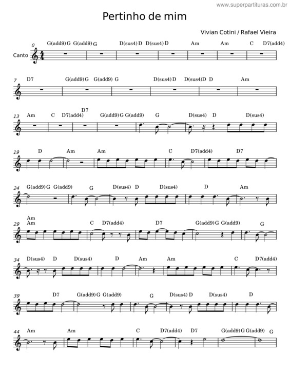 Partitura da música Pertinho De Mim – Vivian Cotini;Rafael Vieira v.2