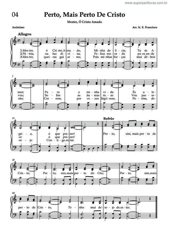 Partitura da música Perto, Mais Perto De Cristo